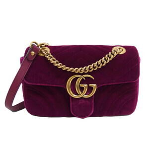 GUCCI GG Marmont Velvet Chain Shoulder Bag Purple